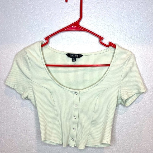 B3.33 GLASSONS Crop top. Button down size small - Picture 1 of 3